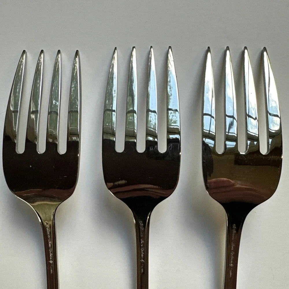 Oneida Dighton Rose Salad Forks Stainless Princess House Exclusive Lot Of 3